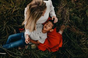 mom and son adoption during family photo session